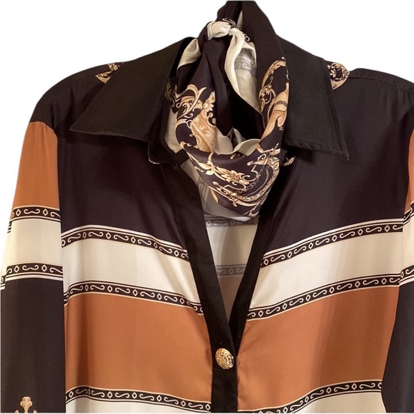 Alberto Makali size XL black & gold long sleeve silky duster - Picture 3 of 7